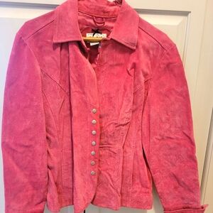 Pink Leather Button-Up Jacket